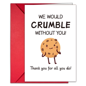 Detail of cartoon cookie birthday card with red envelope made of high-quality cardstock
