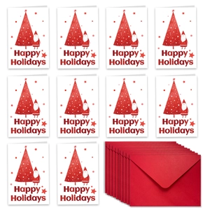 Lot de cartes de Noël avec enveloppes décorées de rennes et motifs festifs rouges