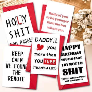 Humorous Birthday Greeting Card With Red Envelope Copperplate Paper Funny Gift Cards For Birthday Party Friends Family Prank Stationery