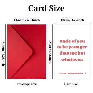 Ensemble de cartes de vœux d'anniversaire humoristiques avec enveloppe rouge