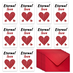 Σετ 10 ευχετήριες κάρτες Αγίου Βαλεντίνου Eternal Love με ασορτί κόκκινους φακέλους