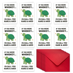 Lot de 10 cartes de vœux amusantes avec tortues et enveloppes rouges pour amis