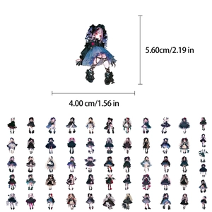 Detaillierte Größenangaben für Gothic-Lolita-Sticker mit Maßen von 5,6 cm x 4,0 cm pro Stück