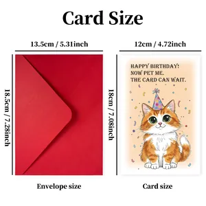 Detailed size specifications for animal birthday card and red envelope set