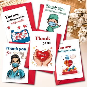 Medical Theme Thank You Cards With Envelopes Cartoon Doctor Nurse Healthcare Workers Appreciation Greeting Cards Stationery