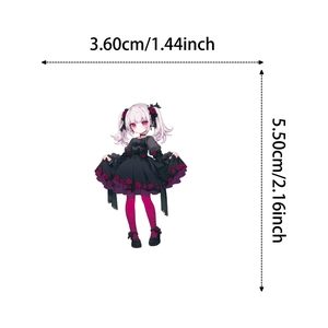 Detailansicht der Maße des Gothic-Lolita-Mädchen-Aufklebers mit rosa Haaren