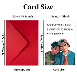 Funny brother birthday card set with dimensions 12x18cm card and 13.5x18.5cm red envelope