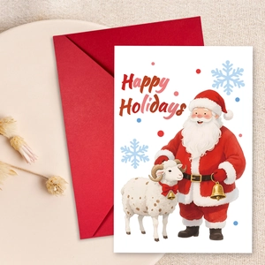 Hand-painted Christmas Greeting Cards Set Large Watercolor Santa Claus Animal Patterns Holiday Blessing Cards With Envelopes For Xmas Party