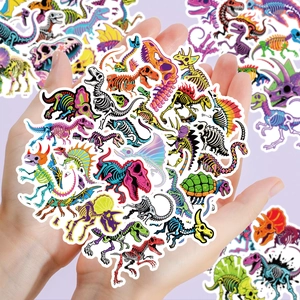Lot de stickers de squelettes de dinosaures colorés pour une décoration créative DIY