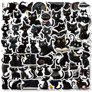 Adesivi Gatto Nero Cartone Animato Decalcomanie in Vinile Impermeabili per Laptop Scrapbooking Fai da Te Decorazioni Stile Gatto Magico
