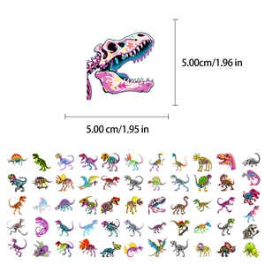 Vue détaillée d'autocollants de squelettes de dinosaures néon de 5,00 cm de largeur