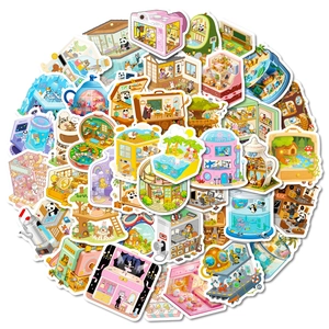 Vue détaillée d'autocollants d'animaux mignons avec ours et lapins pour scrapbooking