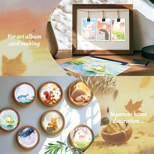 Art album cards featuring hand-drawn woodland animals like rabbits and bears for DIY decor