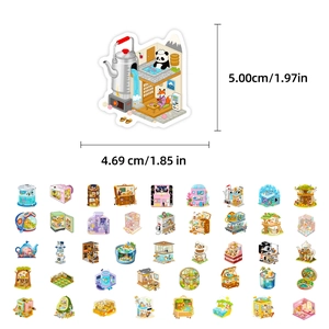 Lot de 56 stickers Mini Monde Animal avec scènes de dessins animés colorés en PVC étanche