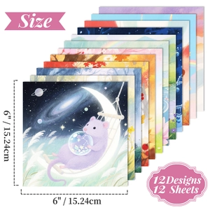 6-inch aesthetic animal scrapbook paper set with 12 colorful fairytale themed designs