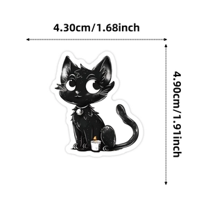 Dimensioni dettagliate dell'adesivo impermeabile con gatto nero alto 4,90 cm