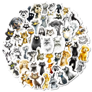 Lot de 56 autocollants de graffitis d'animaux mignons avec des illustrations uniques