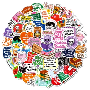 56 stuks waterdichte PVC-stickers voor boekenwurmen, ideaal voor DIY laptop decoratie