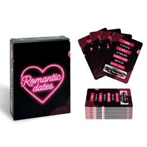 Detail view of 46 romantic scratch-off date cards for couples with box and gameplay icons