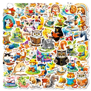 Süße Anthropomorphe Tiere Lesen Aufkleber Wasserdicht PVC Decals Für Scrapbook Laptop Tagebuch DIY Dekoration Kinder Geschenk