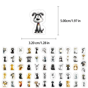 Spécifications de taille pour autocollants animaux mignons de 5,00 cm par 3,20 cm chacun