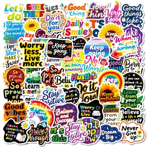 Waterproof Vinyl Inspirational Stickers Colorful Motivational Quotes Graffiti Decals For Laptop Water Bottle Phone Case Scrapbooking DIY Decorative Stickers