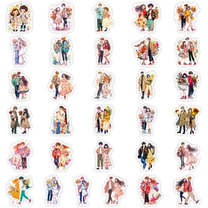 Set of 30 cute cartoon couple graffiti stickers for scrapbooking and decoration