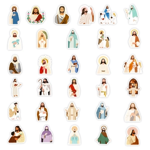 56 stuks minimalistische handgetekende Jezus Christus thema waterdichte stickers set