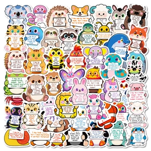 Autocollants Citations Inspirantes Animaux Dessin Animé Décalcomanies en Vinyle Imperméables pour Ordinateur Portable Gourde Scrapbooking Décoration