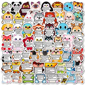 Cute Cartoon Animal Inspirational English Quotes Stickers Waterproof PVC Doodle Decals For Laptop Luggage Stationery DIY Decoration Gift