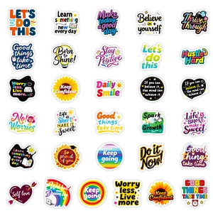 30pcs set of inspirational English quote stickers with colorful floral and positive designs