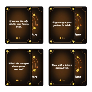 50 drinking game cards with gold star design for social parties and fun challenges