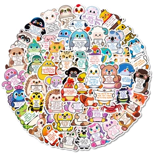 Lot de 56 autocollants d'animaux avec phrases de motivation en anglais pour déco