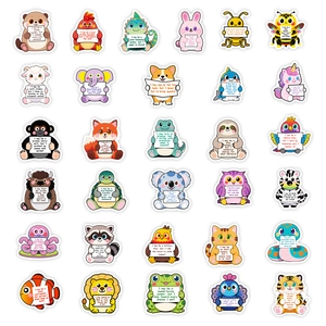 Lot de 56 autocollants de motivation mignons animaux avec des textes inspirants en anglais