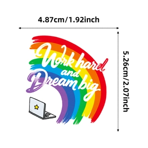 Close-up of Work Hard Dream Big inspirational sticker showing 4.87x5.26cm dimensions