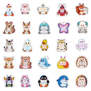 Lot de 56 autocollants d'animaux mignons avec textes de motivation pour décoration