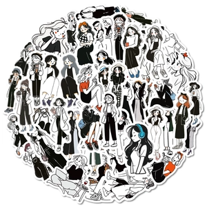 Adesivi per ragazze di moda in bianco e nero per scrapbooking e laptop decor