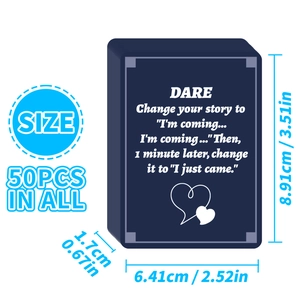 50 party interactive game cards with product dimensions of 8.91x6.41x1.7cm in dark blue