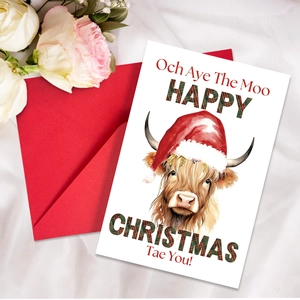 Cartes de Voeux de Noël Avec Enveloppes Illustration Vache des Highlands Cartes de Bénédiction Pour Famille Amis Cadeau