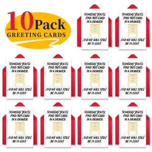 Lot détaillé de 10 cartes de vœux minimalistes avec enveloppes rouges pour messages d'amour