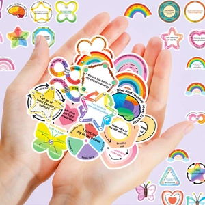 Adesivi per salute mentale con colori arcobaleno e affermazioni positive per il diario