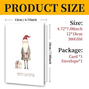 Vintage Christmas card set with 300GSM cardstock envelope and Santa Claus illustration