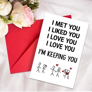Lot de Cartes de Vœux Illustration Bonhommes Allumettes Avec Enveloppes Rouges Lettrage Romantique pour Saint Valentin