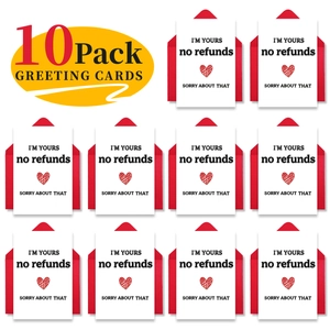 Funny Valentine's Day greeting cards with red envelopes 10-pack set for couples