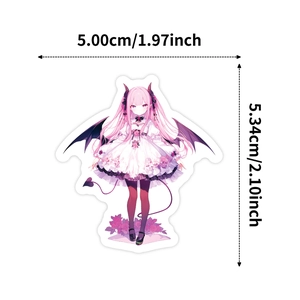Detail showing dimensions of the cartoon Lolita devil girl sticker, 5.34cm height