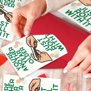 Birthday card set with red envelope featuring a humorous hand-rolled cigarette illustration