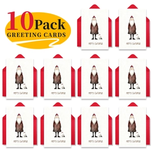 Vue détaillée d'un lot de 10 cartes de vœux de Noël vintage avec enveloppes rouges