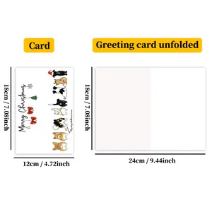 Guide des tailles pour carte de Noël amusante avec dimensions pliées et dépliées