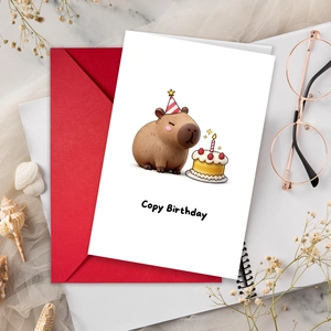 Cartoon Capybara Geburtstagskarten Mit Roten Umschlägen Süße Tier Illustration Papierkarten Für Party Feier Geschenke