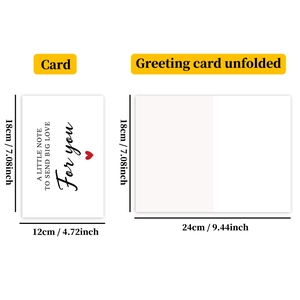 Detailed dimensions of the folded and unfolded creative greeting card with heart